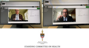 Dr. Mike Barry presents to the Standing Committee on Health via computer